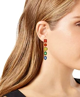 Guess Gold-Tone Rainbow Rhinestone Clip-On Linear Drop Earrings
