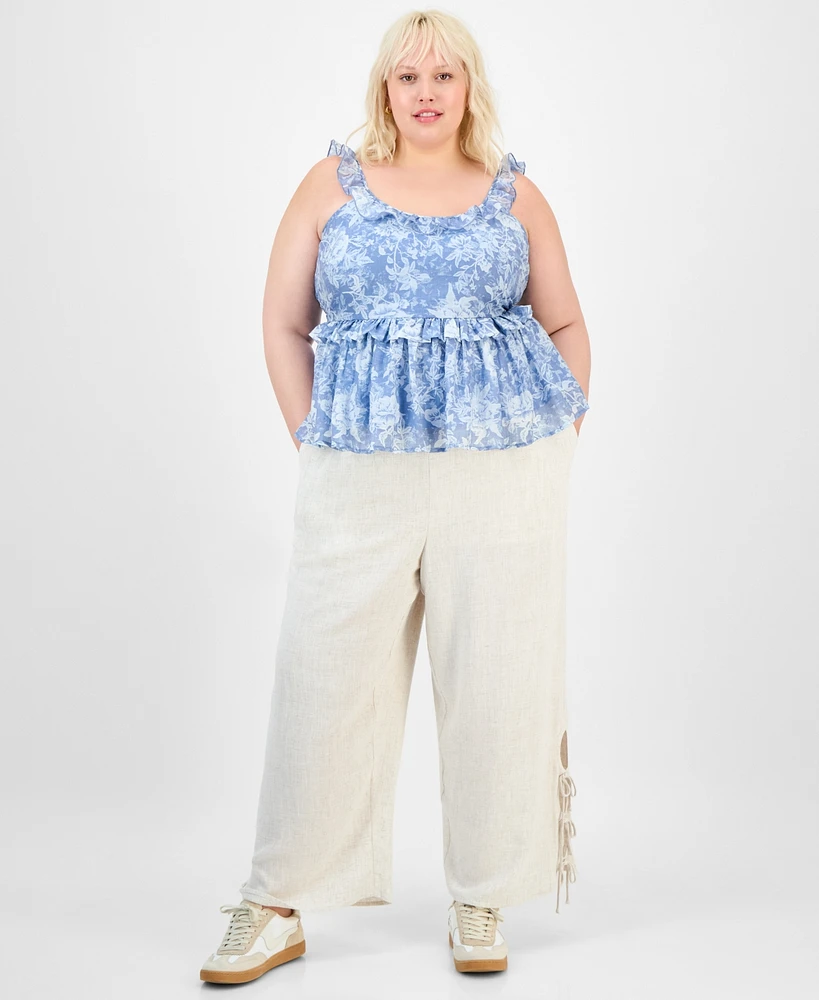 And Now This Trendy Plus Tied-Hem Linen Pants, Exclusively at Macy's