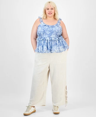 And Now This Trendy Plus Tied-Hem Linen Pants, Exclusively at Macy's