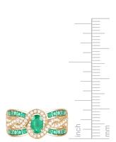 Emerald (3/8 ct. t.w.) & Diamond (1/4 Multirow Swirl Ring 14k Gold (Also Ruby Sapphire)