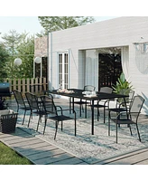 Black -Piece Metal Outdoor Patio Dining Set with Rectangle Table and Dining Chair