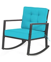 Patio Rattan Rocker Chair Outdoor Glider Rocking Chair Cushion Lawn