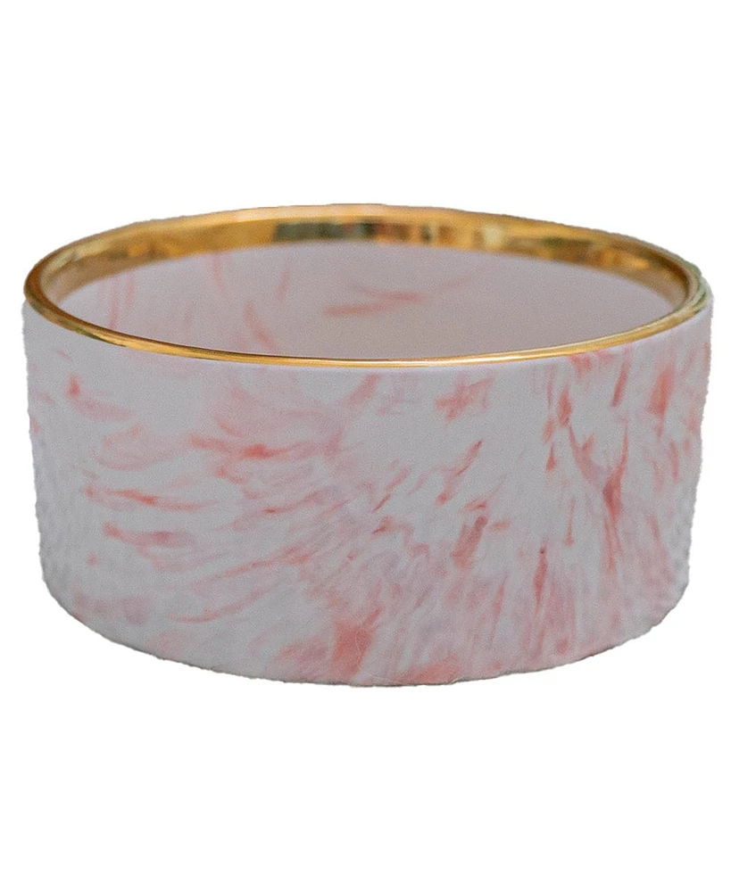 Marble Dog Bowl: Blush Pink & Gold Accent
