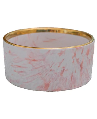 Marble Dog Bowl: Blush Pink & Gold Accent