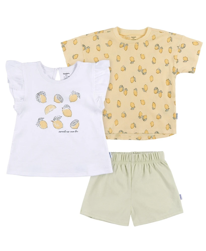 Gerber Toddler Girls Coordinating Shirts and Short Set