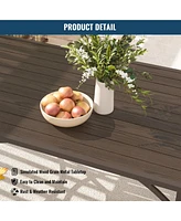 Rectangle Metal Patio Outdoor Dining Table with 1.9 Inches Umbrella Hole