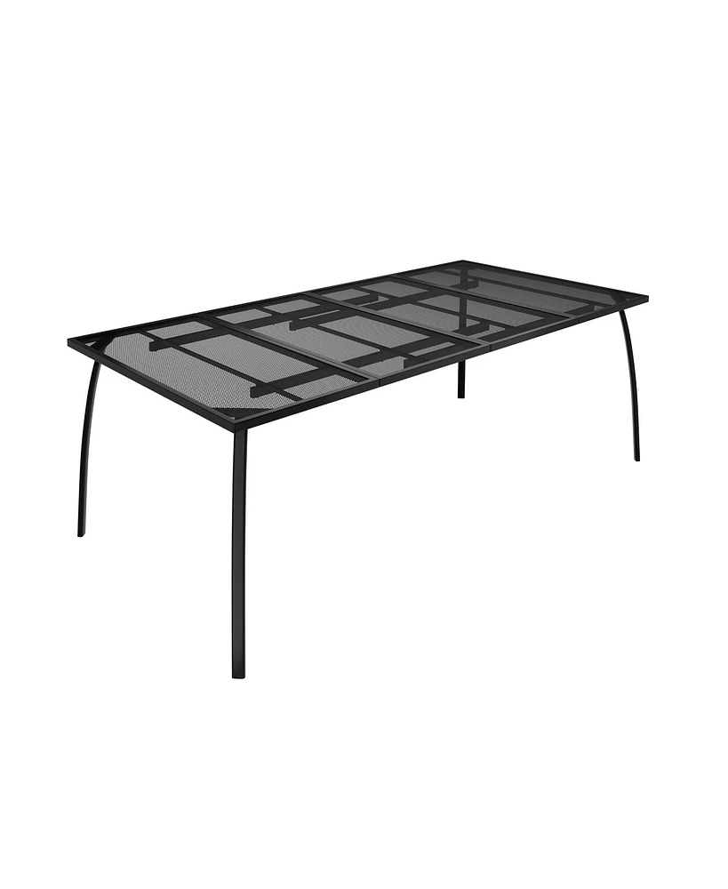 in Rectangle Metal Patio Outdoor Dining Table