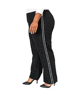 Poetic Justice Plus Athleisure Stripe Snap Lace Palazzo Pants