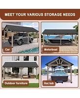 Mondawe 12 x 20 ft. Wood Gazebo Cedar Framed Wooden Gazebo with Curtain and Netting - Greenwich Serie