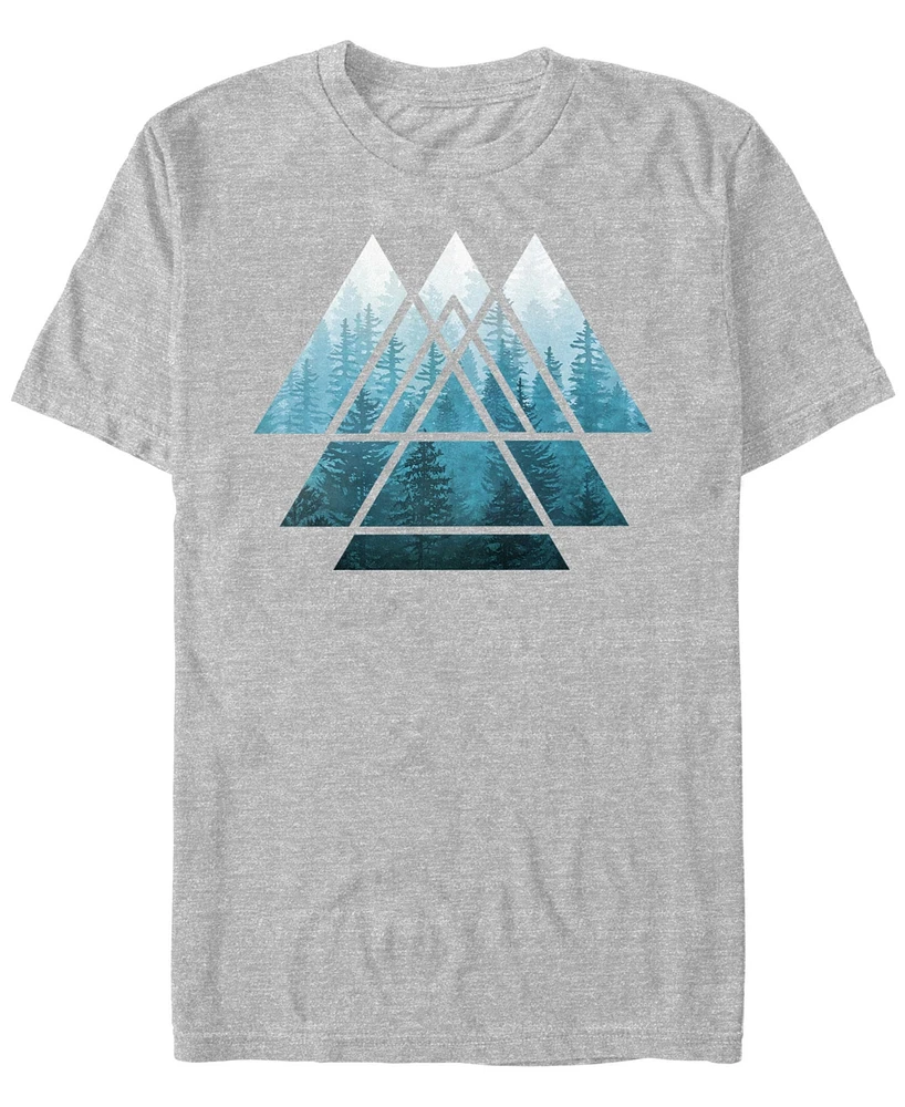 Design By Humans Men's Sacred Geometry Triangles Misty Forest Short Sleeve T-Shirt
