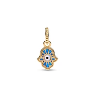 Pandora Gold-Plated Opalescent Blue Hamsa Hand Dangle Charms