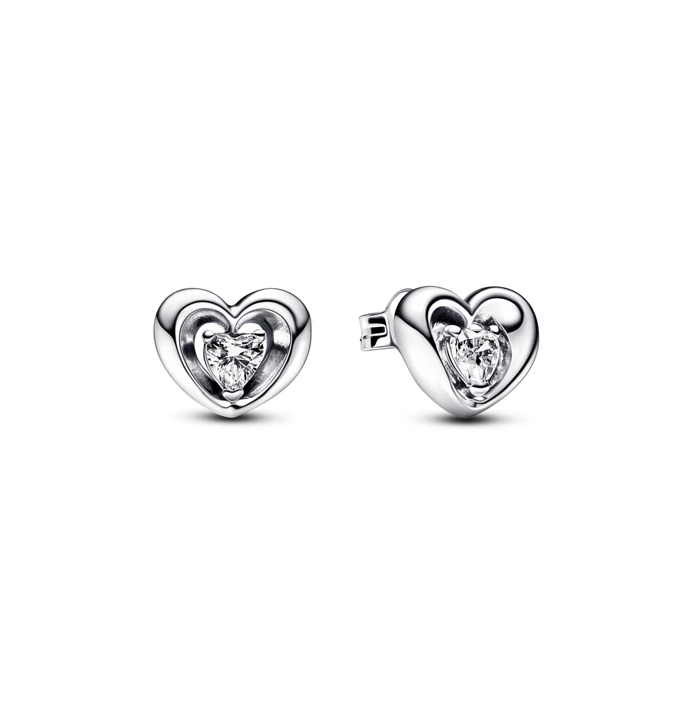 Pandora Sterling Silver Radiant Heart Floating Stone Stud Earrings
