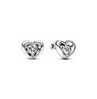 Pandora Sterling Silver Radiant Heart Floating Stone Stud Earrings
