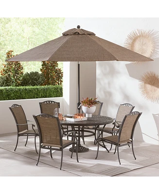 Wythburn Outdoor Dining 7pc Set (60" Round Table & 6 Filigree Sling Chairs)