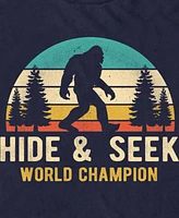 Design By Humans Men's Bigfoot Hide and Seek World Champion Short Sleeve T-Shirt