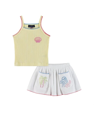 Andy & Evan Little Girls Toddler/Child Yellow Rib Knit Tank and Skort Set