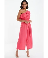 Quiz Women's Textured One Shoulder Culotte Jumpsuit