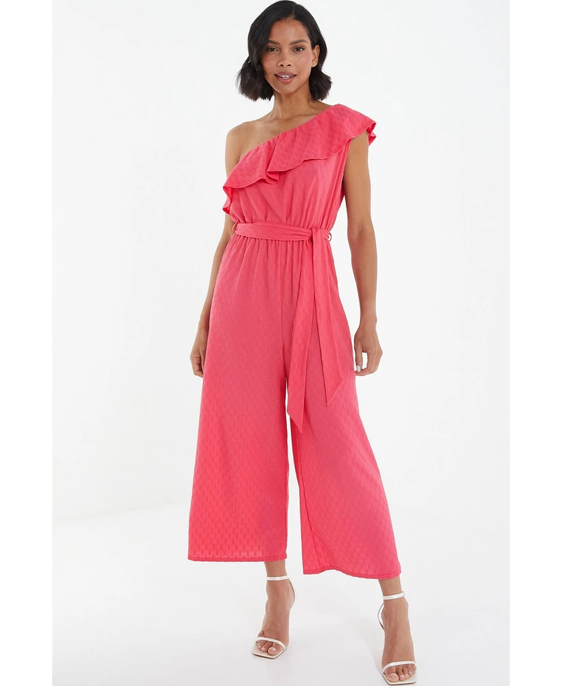 Quiz Women's Textured One Shoulder Culotte Jumpsuit