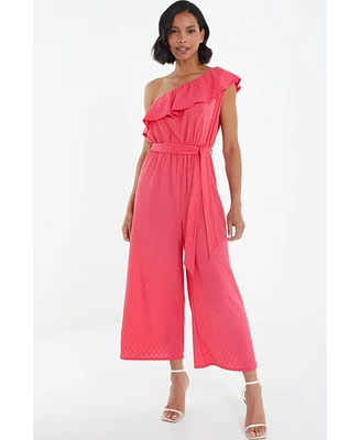 Quiz Women's Textured One Shoulder Culotte Jumpsuit