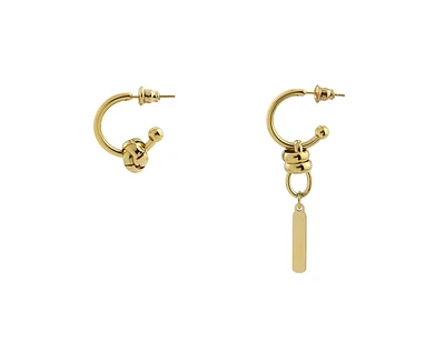 Spiral and Dangle Earrings in 18k Gold-Plated Stainless Steel