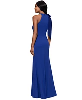 Betsy & Adam Women's Bow-Embellished Halter Neck Sleeveless Gown