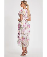 Quiz Women's Floral Chiffon Tiered Maxi Dress
