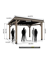 Mondawe 12 Ft. W x Ft. D Patio Wall-Mounted Solid Cedar Wood Gazebo with Galvanized Steel Roof