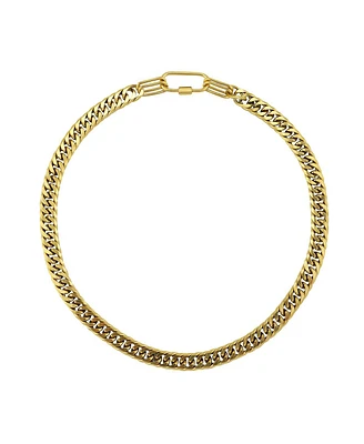 Stainless Steel Wide Chain Necklace in Gold Plate