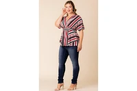 Kiyonna Plus Boulevard Short Sleeve Stripe Top