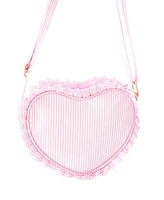 Bits & Bows Girls Heart Purse in Pink Seersucker