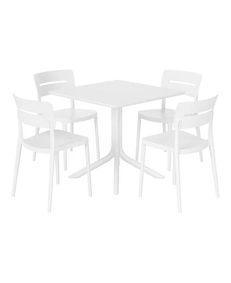 Modern 5-Piece Resin Patio Dining Table Set with Stackable Patio Dining Chairs