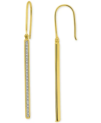 Giani Bernini Round Channel Set Cubic Zirconia Linear Fish Hook Drop Earrings