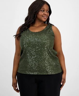Anne Klein Plus Sequinned Sleeveless Top