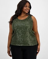 Anne Klein Plus Sequinned Sleeveless Top