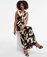 Anne Klein Women's Printed Twist-Front Maxi Dress