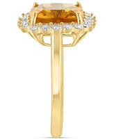 Effy Collection Diamond (1/10 ct. t.w.) & Citrine (3-5/8 ct. t.w.) Ring in 14K Yellow Gold