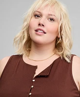 And Now This Trendy Plus Size Button-Front Tank Top, Exclusively at Macy's