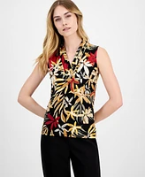 Anne Klein Women's Sleeveless Pleated V-Neck Shell Top