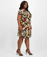 Anne Klein Plus Floral-Print Wrap Dress