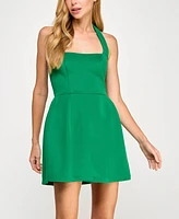 Seni & Cade Juniors' Halter-Neck Scuba Fit Flare Mini Dress