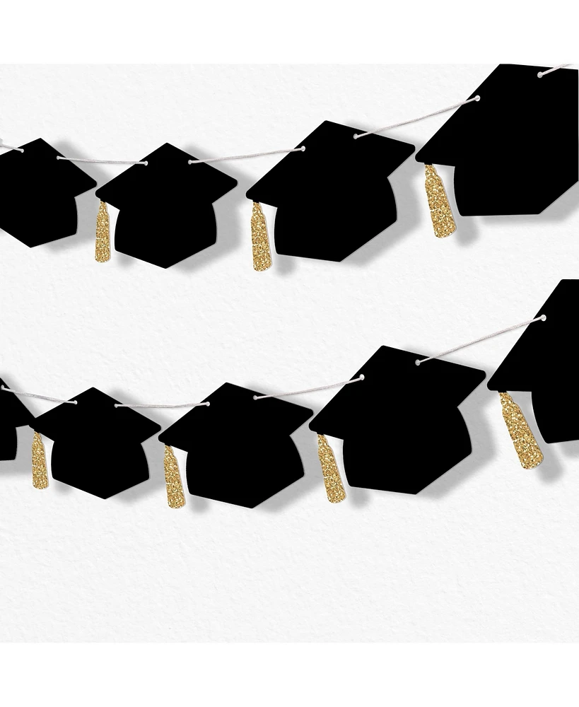 Graduation Cap Garland Banner, 10 Feet of Cord