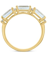Effy Collection Diamond (1/6 ct. t.w.) & Aquamarine (1-5/8 ct. t.w.) Ring in 14k Yellow Gold