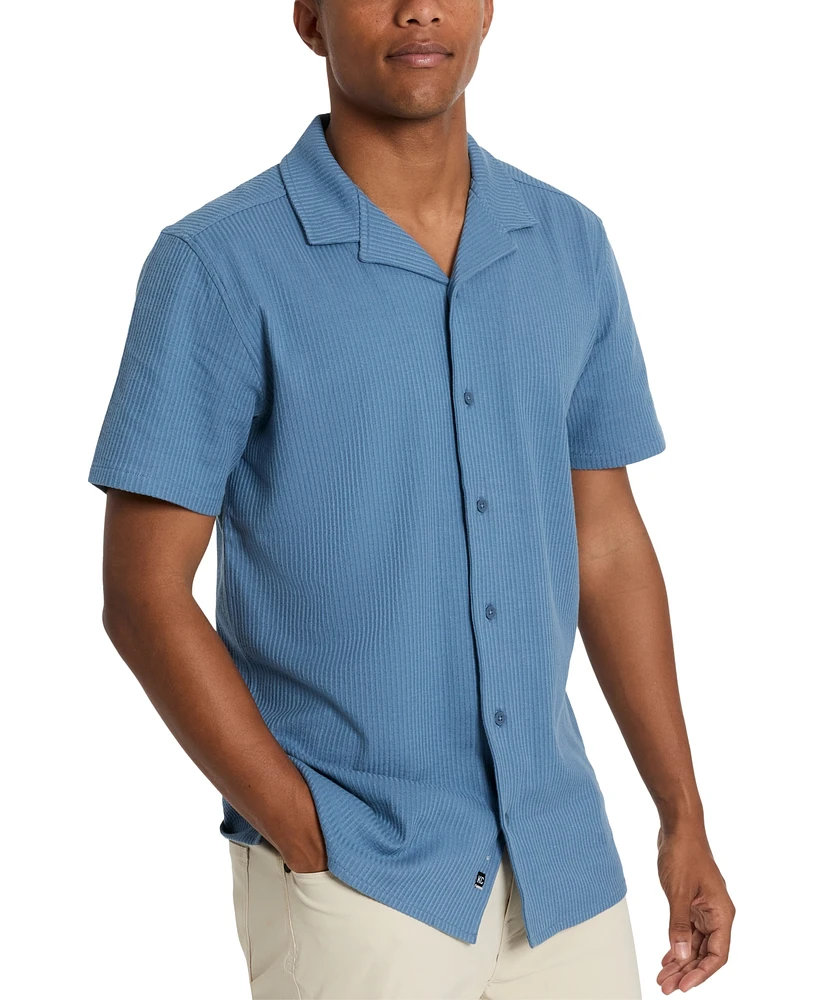 Kenneth Cole Men's Short Sleeve Seersucker Camp Shirt