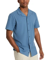 Kenneth Cole Men's Short Sleeve Seersucker Camp Shirt