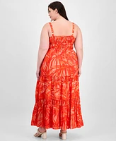 Taylor Plus Tiered Floral-Print Maxi Dress