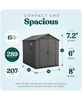 Keter Darwin 6 Foot x 8 Foot Outdoor Garden Tool Storage Shed w/Window, Graphite