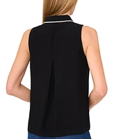 CeCe Women's Scallop-Collar Sleeveless Button-Down Top