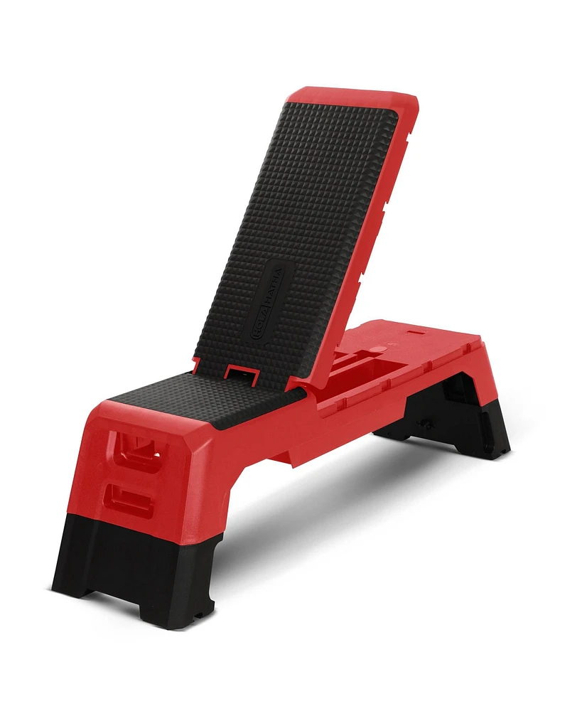 HolaHatha Multifunctional Fitness Aerobic Deck with Storage Compartment, Red