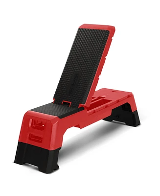 HolaHatha Multifunctional Fitness Aerobic Deck with Storage Compartment, Red