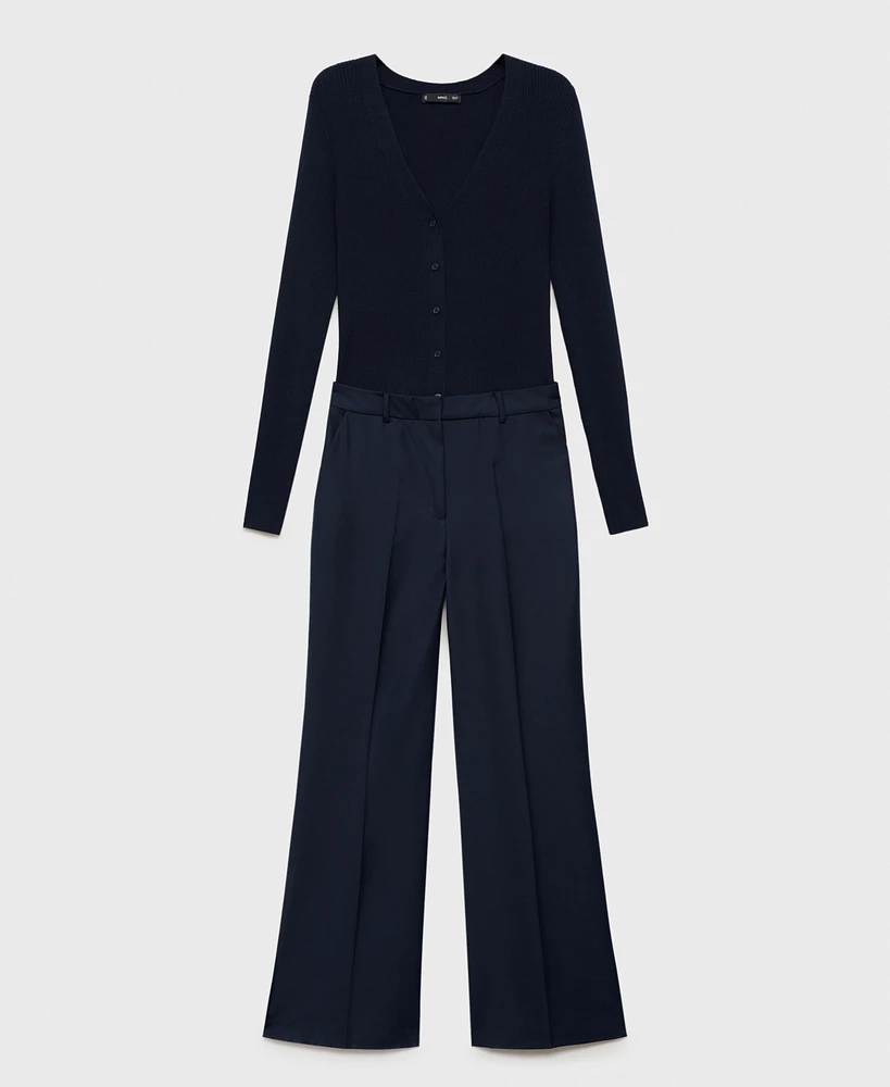 Mango Women's Contrast-Bodice Long Jumpsuit